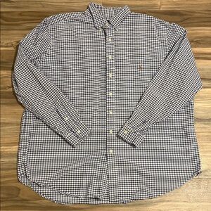 Ralph Lauren Men's 2XLT Blue Checkered Oxford Button Down Shirt Classic Fit